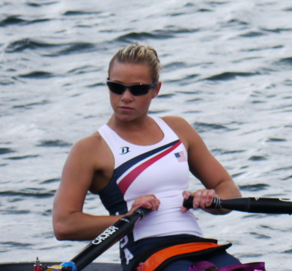 Rower Oksana Masters competing in the 2012 Paralympics